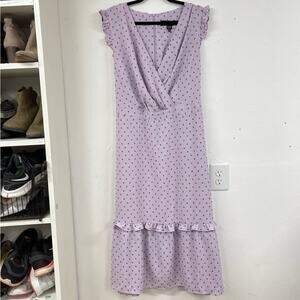Clover & Sloane Purple Swiss Dot Cottage Core Ruffled Mini Dress Womens 22 Girly